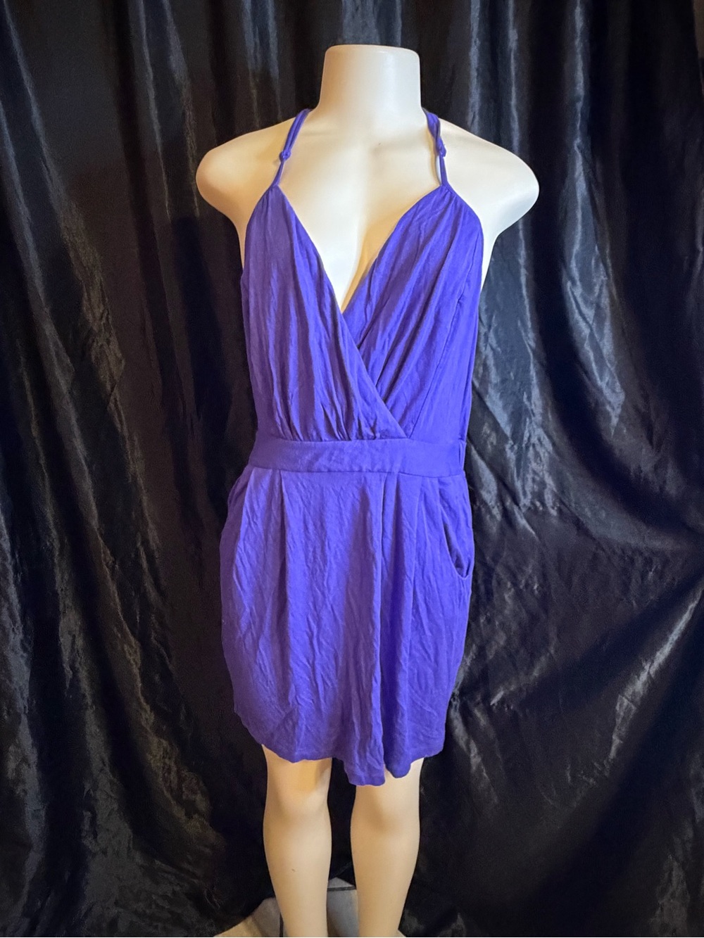 BCBGeneration Purple Halter Casual Mini Dress
